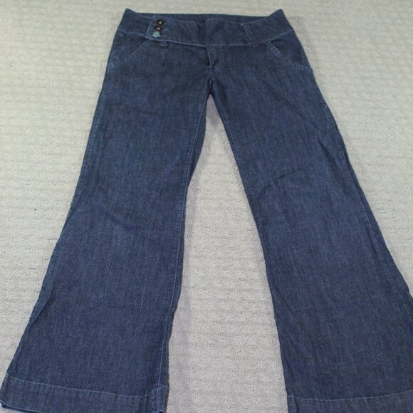 Vintage Contempo Size 7 Low Rise Flared Leg Blue Jeans - Picture 1 of 6